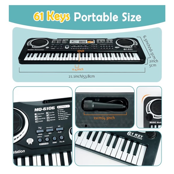 61-Key Electronic Keyboard with Microphone - Picture 4 of 5